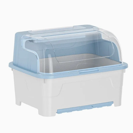 Kitchen Storage Box with Cover Drain Rack Plastic