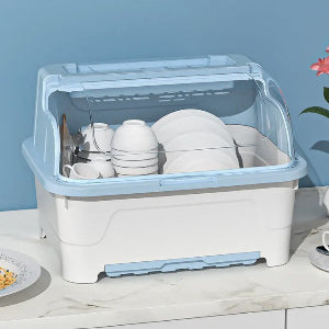 Kitchen Storage Box with Cover Drain Rack Plastic