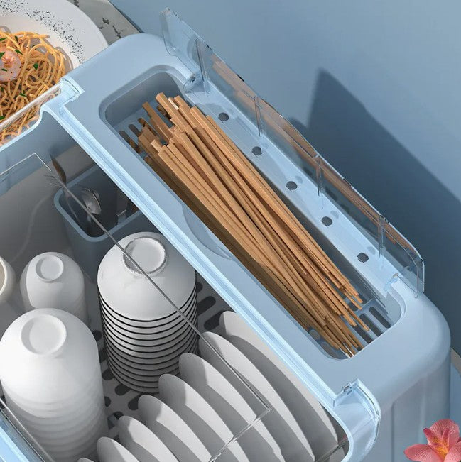 Kitchen Storage Box with Cover Drain Rack Plastic