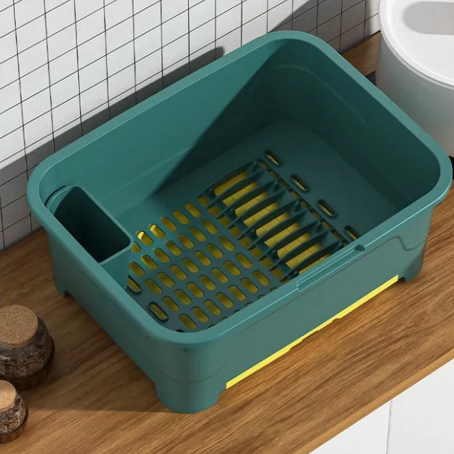 Kitchen Storage Box with Cover Drain Rack Plastic